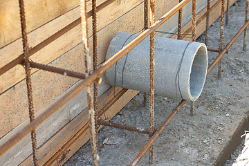 Image showing Sleeve for the withdrawal of communications during the construction of a strip foundation