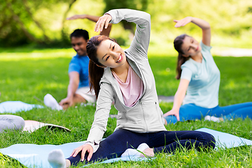 Image showing group of people exercising at summer park