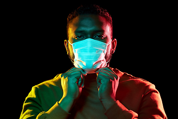 Image showing african american man wearing medical mask