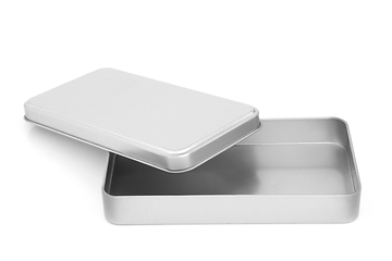 Image showing Silver Grey Brushed Metal Box with Open Lid