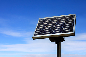 Image showing Small Solar Panel against Blue Sky