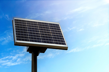 Image showing Small Solar Panel against Blue Sky