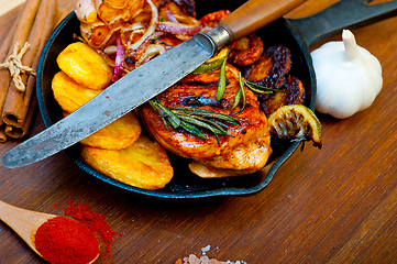 Image showing roasted grilled BBQ chicken breast with herbs and spices