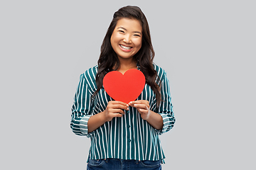 Image showing happy asian woman with red heart