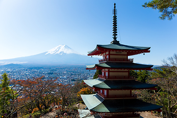 Image showing Chureito Pagoda and Mountain Fuji