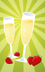 Image showing Champagne and strawberries illustration