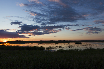 Image showing sunset on lake