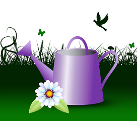 Image showing Watering Can Represents Horticulture Outdoors 3d Illustration