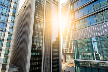 Image showing Modern building with sunset