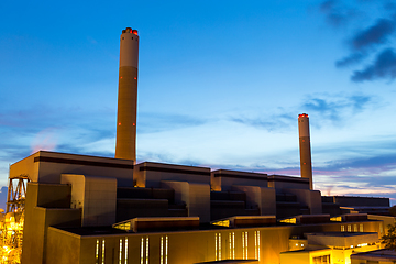 Image showing Concrete cement factory at night