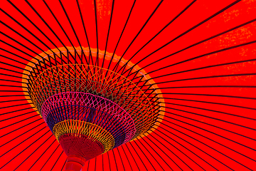 Image showing Red japanese umbrella