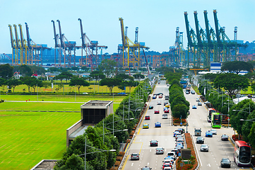 Image showing Road to Singapore industrial port