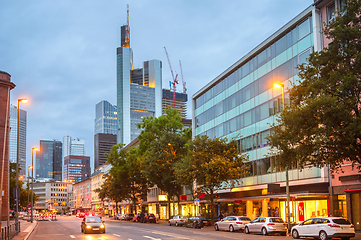 Image showing Frankfurt downtown illuminated shopping srtreet 