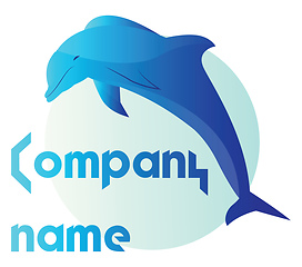 Image showing Simple vector logo design on white background of a blue dolphine