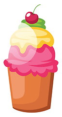 Image showing Big colorful cupcake with sherry on topillustration vector on wh