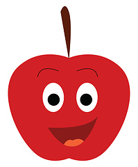 Image showing A happy red apple vector or color illustration
