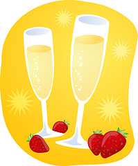 Image showing Champagne and strawberries illustration