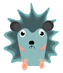 Image showing Emoji of a sad blue-colored hedgehog vector or color illustratio