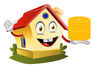 Image showing House is holding coins, illustration, vector on white background