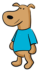 Image showing Brown dog in a blue sweater vector or color illustration