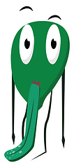 Image showing Cartoon green monster with a long hanging tongue floating at the