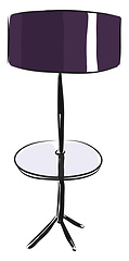 Image showing Purple floor lamp with a round table vector illustration on whit