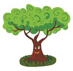 Image showing A happy big tree, vector color illustration.