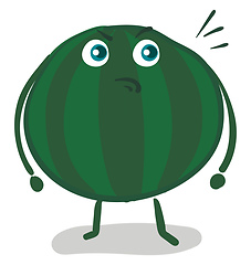 Image showing Angry watermelon, vector color illustration.