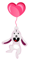 Image showing White rabbit holding a heart shaped balloon illustration vector 