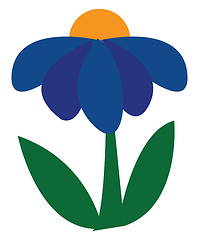 Image showing A blossomed blue flower vector or color illustration