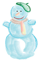 Image showing A snowman vector or color illustration