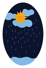 Image showing Sad sun on a rainy and gloomy day vector or color illustration