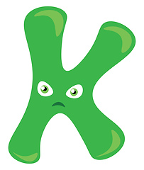 Image showing Alphabet K with big eyes vector or color illustration