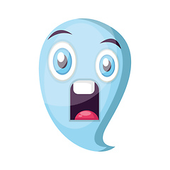 Image showing Scared light blue ghost emoji vector illustration on a white bac