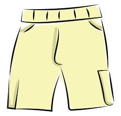 Image showing Clipart of a showcase yellow-colored trousers/Shorts vector or c