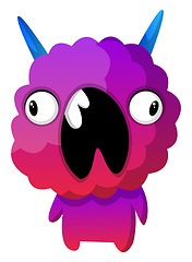 Image showing Purple monster with mouth wide opened illustration vector on whi