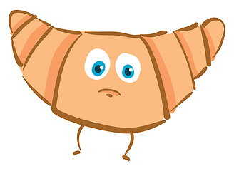 Image showing A brown-colored sad cartoon croissant vector or color illustrati