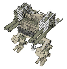 Image showing 3D vector illustration on white background of a military missile