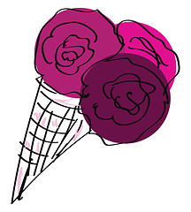 Image showing Sketch drawing of a cone ice cream vector or color illustration