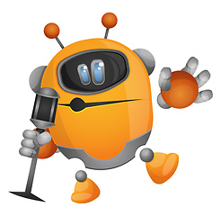 Image showing Cartoon robot singing illustration vector on white background