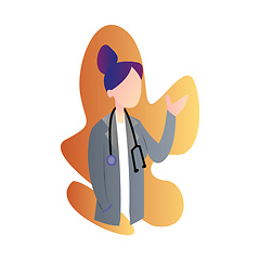 Image showing Modern icon illustration of a female doctor in grey coat on whit