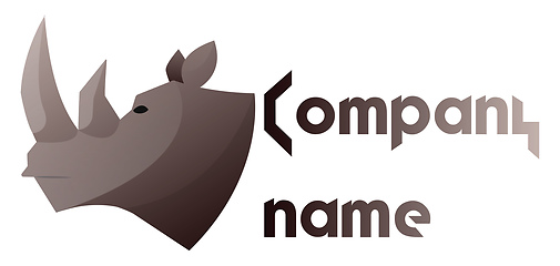 Image showing Grey rhino head next to a blank space for text simple logo vecto