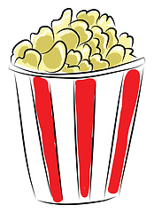 Image showing Red and white box of popcorn vector illustration on a white back