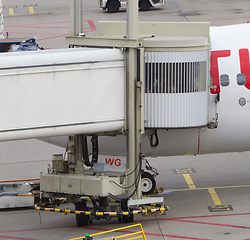 Image showing Jetway, walking towards the plane