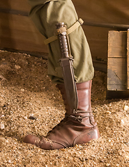 Image showing Close-up of a soldier with a knife