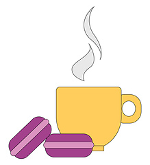 Image showing Image of biscuit and cup of hot drink, vector or color illustrat