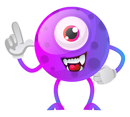 Image showing Purple monster showing wtih his hand illustration vector on whit