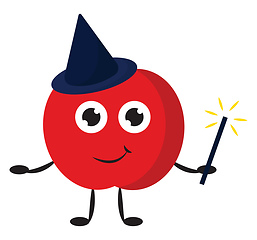 Image showing A magic apple with a sparkling magic wand, vector or color illus