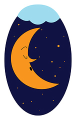 Image showing Sleeping moon illustration vector on white background 