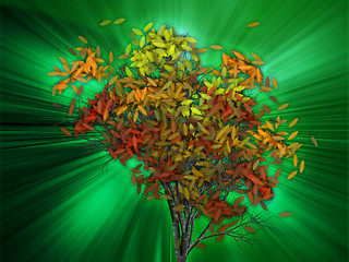 Image showing Tree with falling leaves, illustration